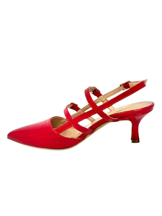 Slingback tacco 4 doppio cinturino vernice rosso - 1738ROS