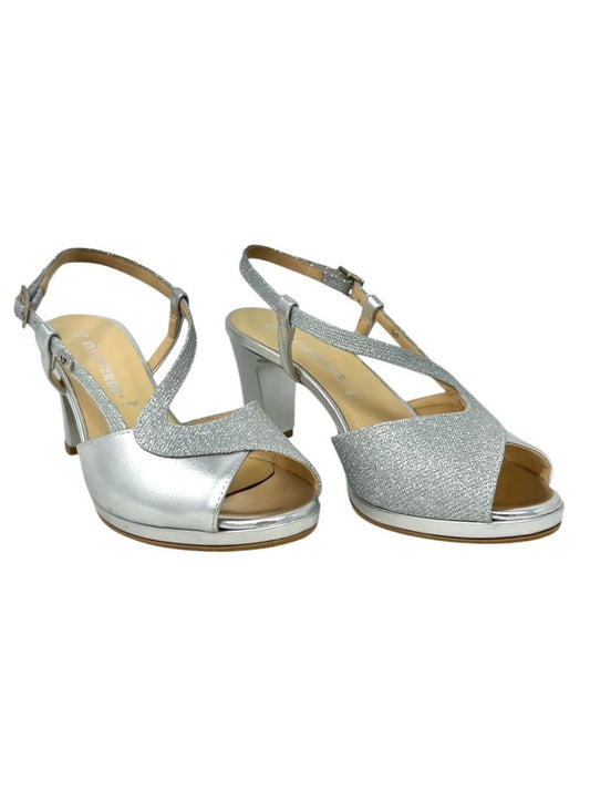 Sandalo elegante con tacco largo argento - 28343