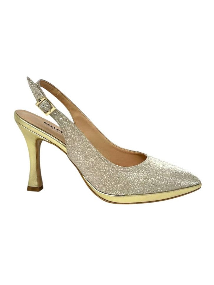 Decollete glitter platino con cinturino - 18211