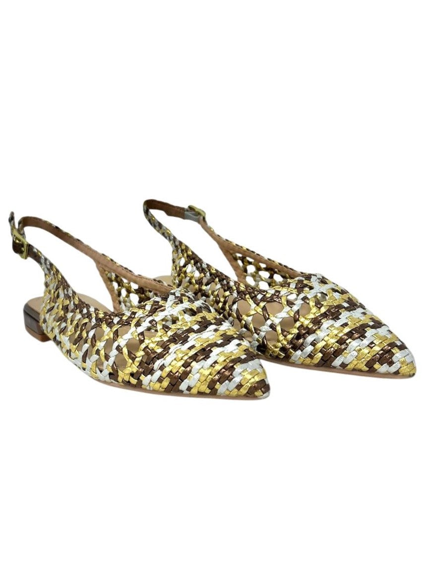 Ballerina slingback bassa intrecci bronzo - C0403P