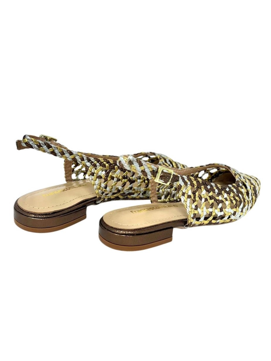 Ballerina slingback bassa intrecci bronzo - C0403P