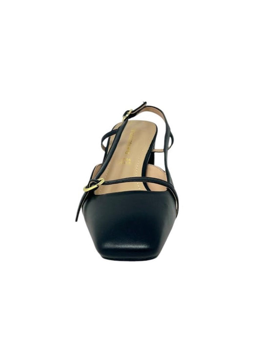 Decollete' slingback pelle nero punta quadrata - G0902A