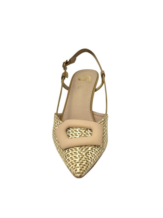 Decollete' slingback raffia con accessorio beige - GP777CA