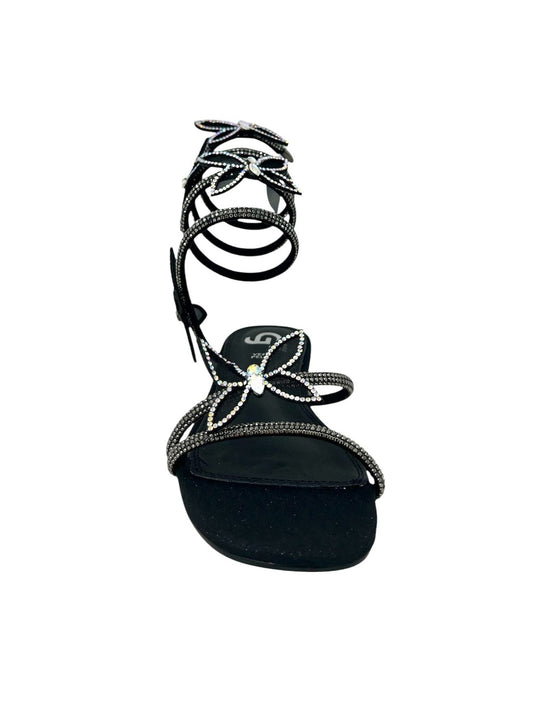 Sandalo flat alla schiava nero accessorio farfalla - GH52