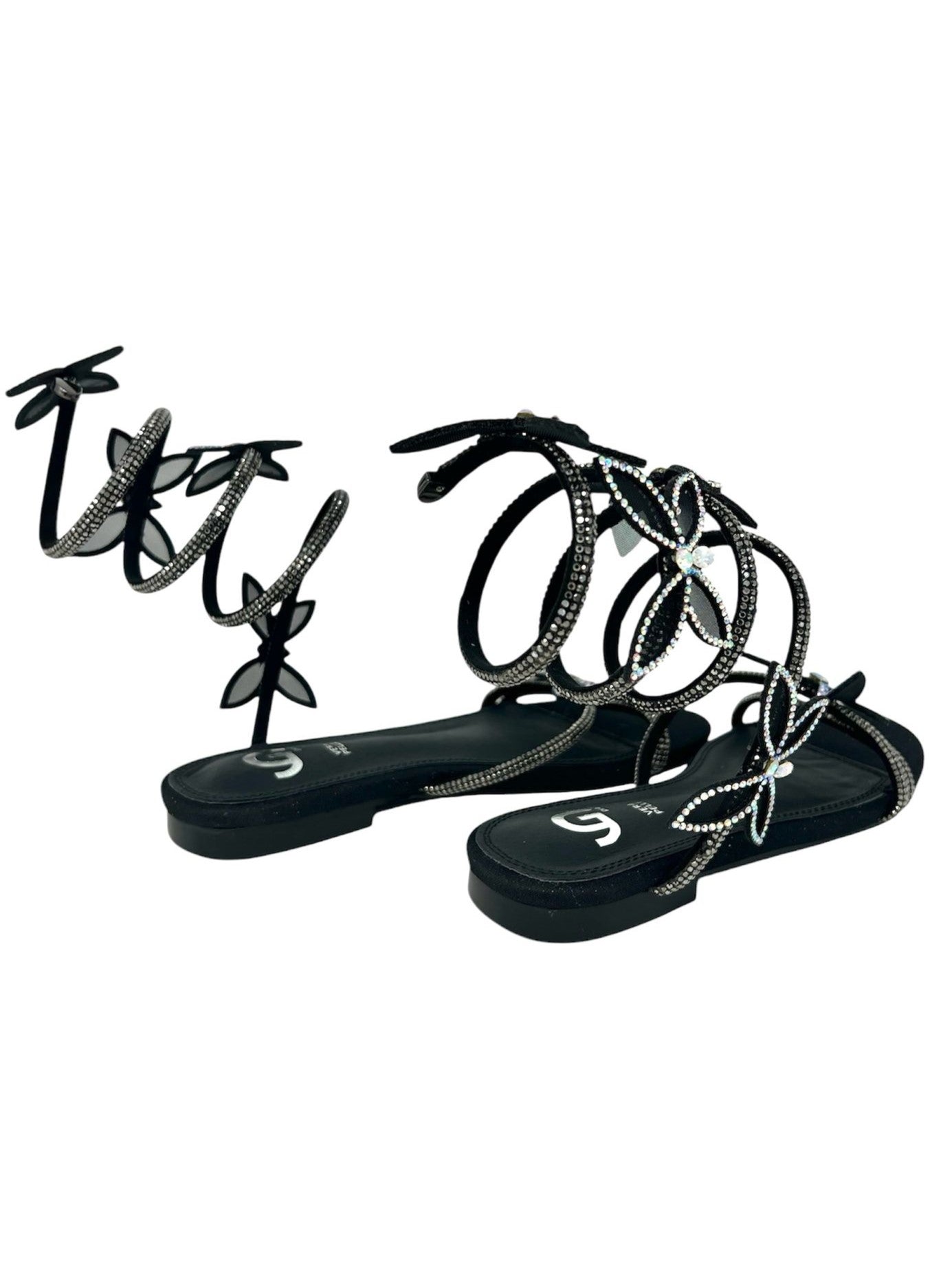 Sandalo flat alla schiava nero accessorio farfalla - GH52