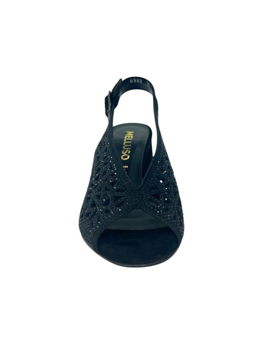 Sandalo con tacco quadrato in suede nero -N653N