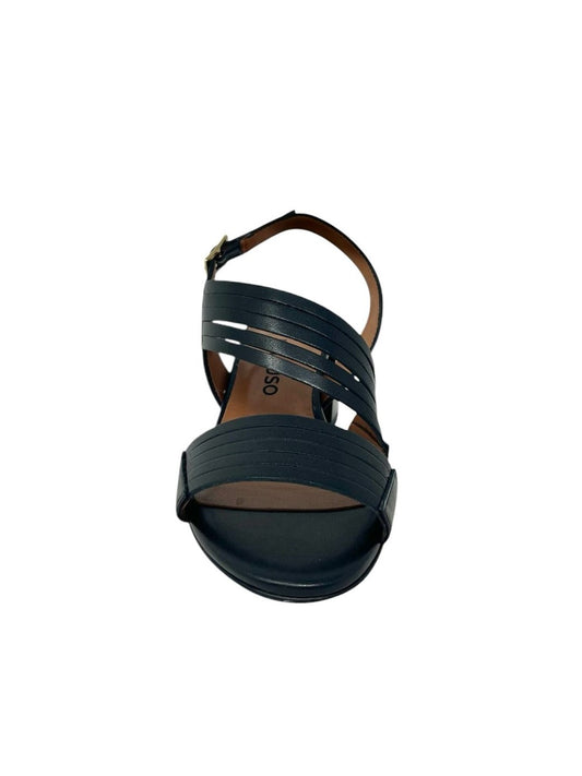 Sandalo con tacco quadrato 5cm pelle nero - K35531