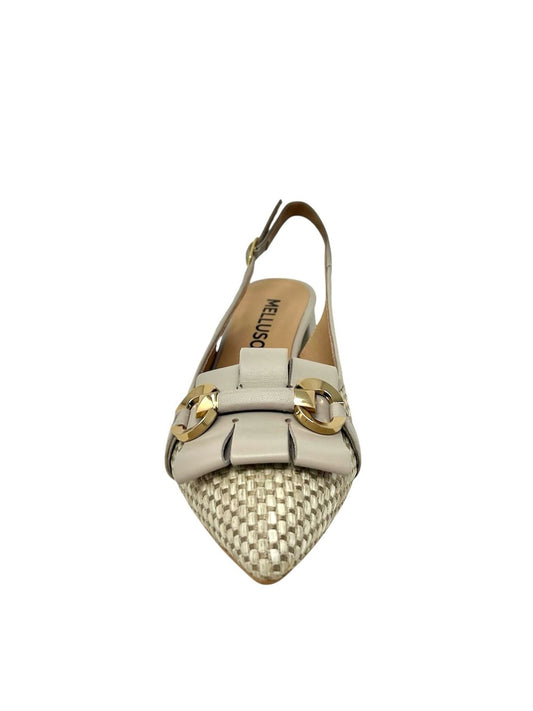 Slingback tacco quadrato accessorio sabbia - V311