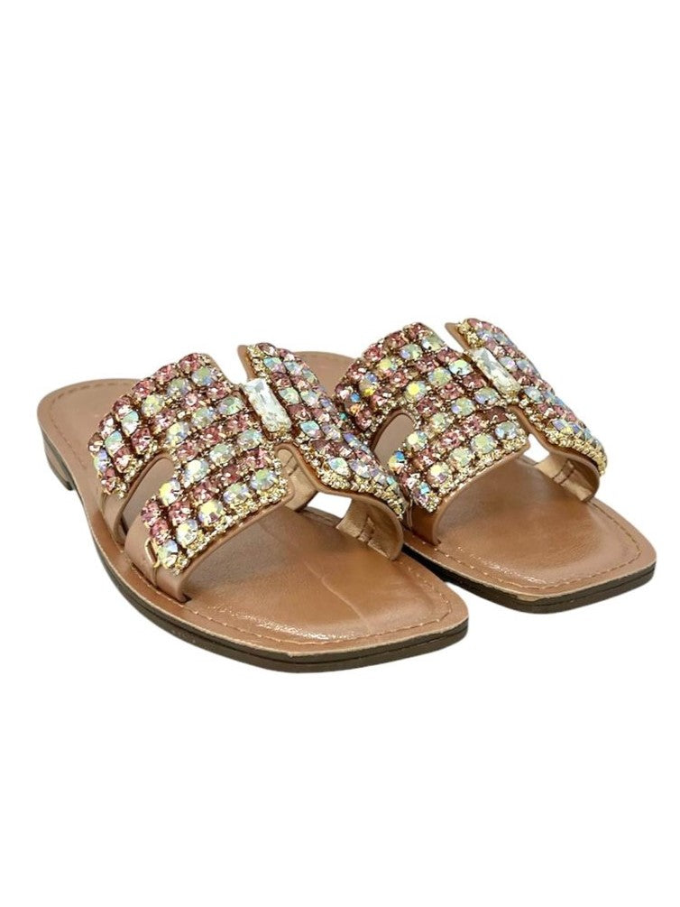 Ciabatta flat ad H con strass - GL820P