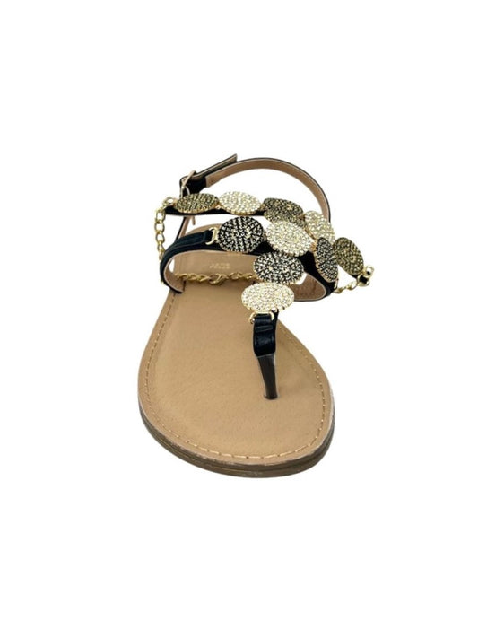 Sandalo infradito strass oro/nero - GL835NE