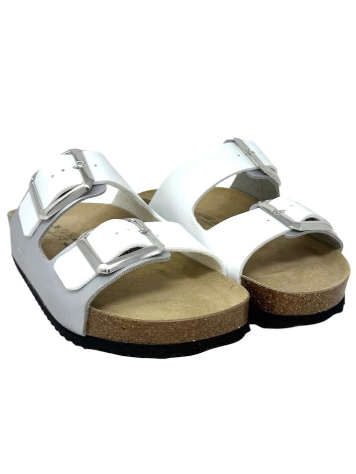 Ciabatta con doppio cinturino regolabile argento - GS1571Q