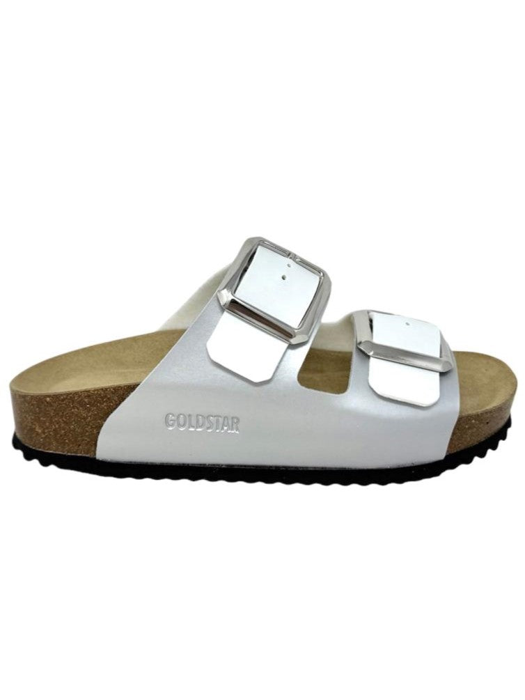 Ciabatta con doppio cinturino regolabile argento - GS1571Q