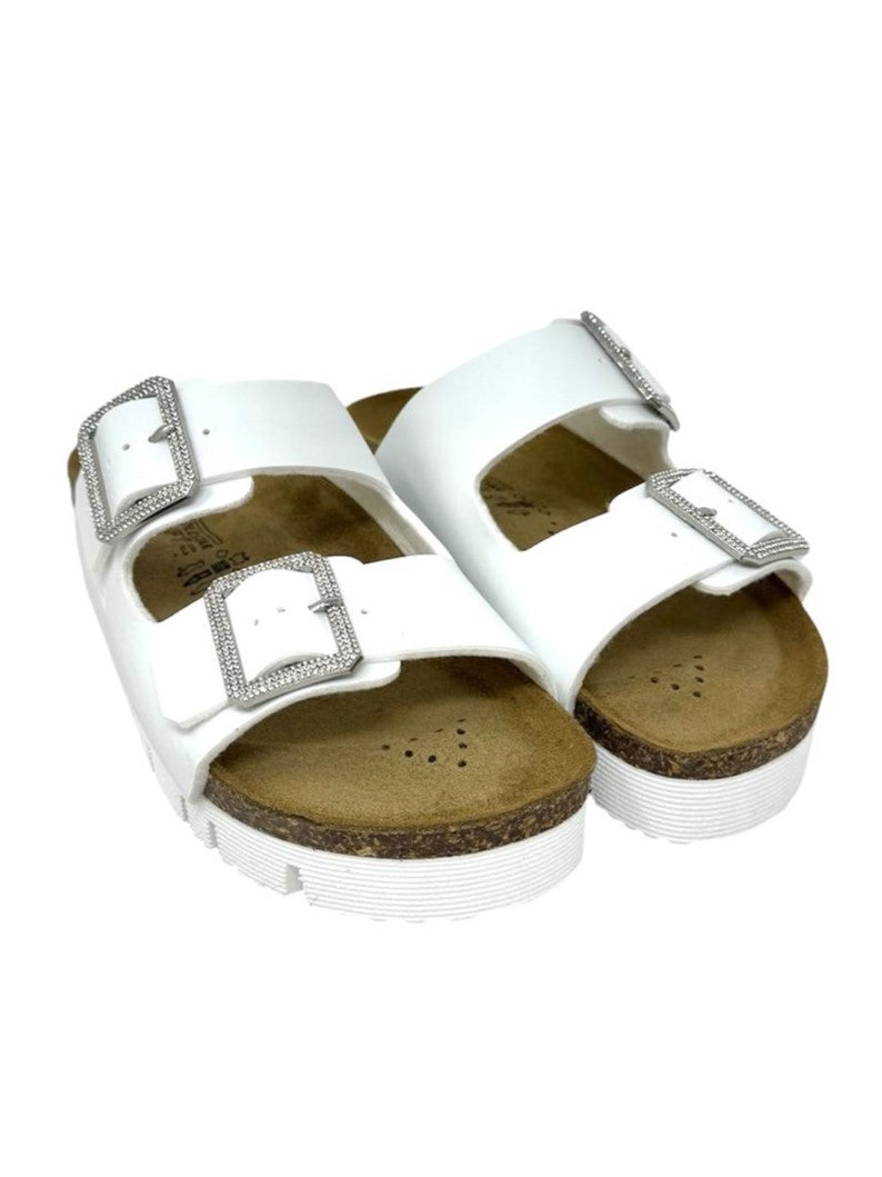 Sandalo doppio cinturino suola in gomma bianco - GS6801