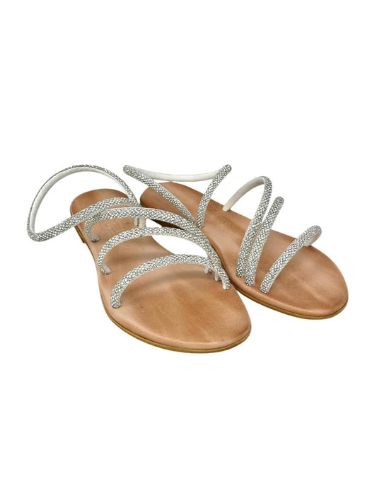 Sandalo intrecciato strass silver - AKTINAS