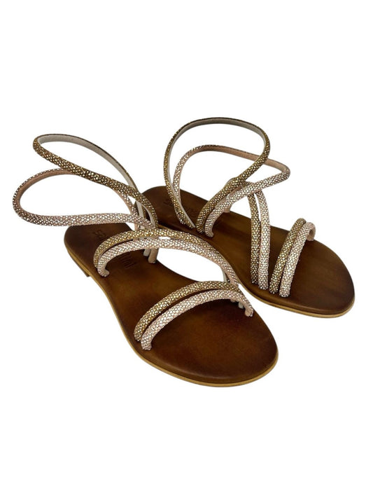 Sandalo intrecciato strass oro/rosa - NAOMIG