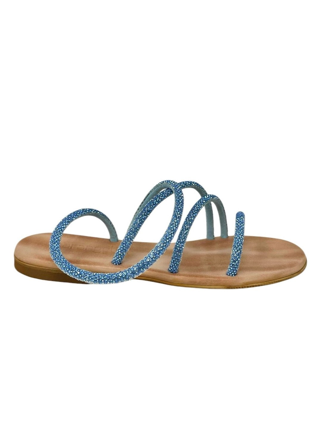 Sandalo intrecciato strass blu - AKTINAB
