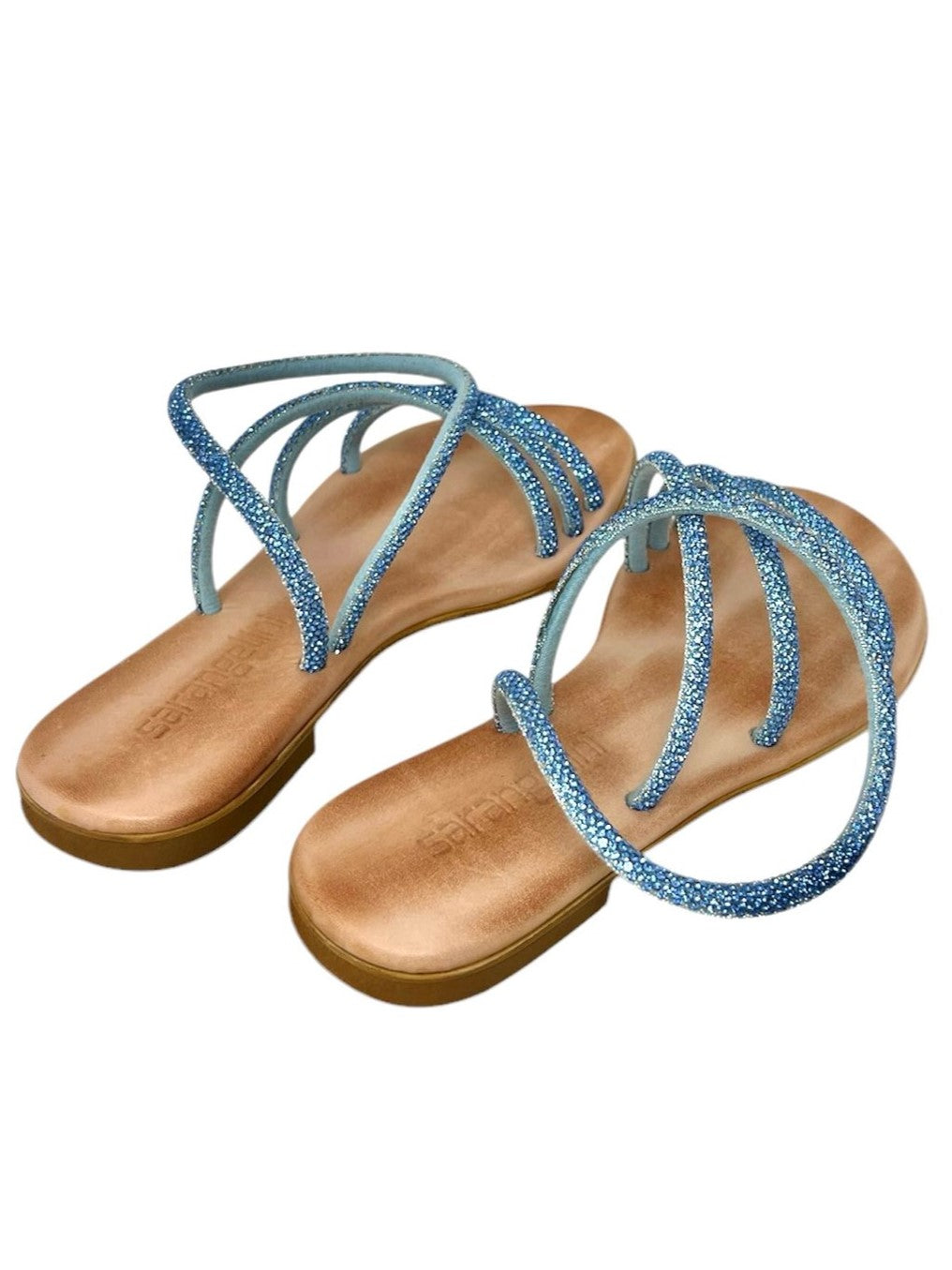 Sandalo intrecciato strass blu - AKTINAB