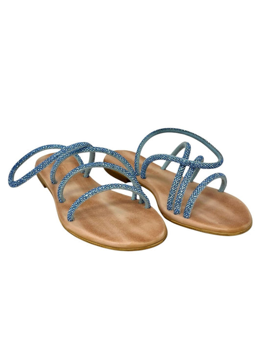 Sandalo intrecciato strass blu - AKTINAB