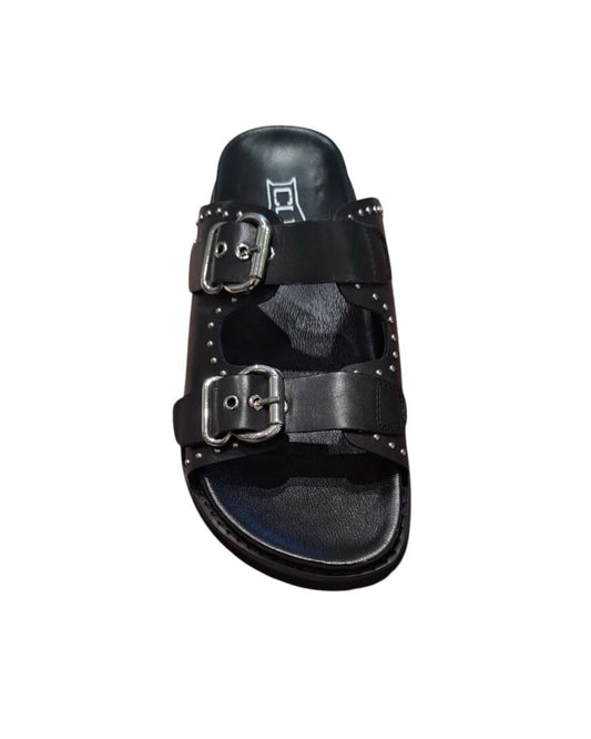 Sandalo con plateau doppia fibbia nero - CLW425