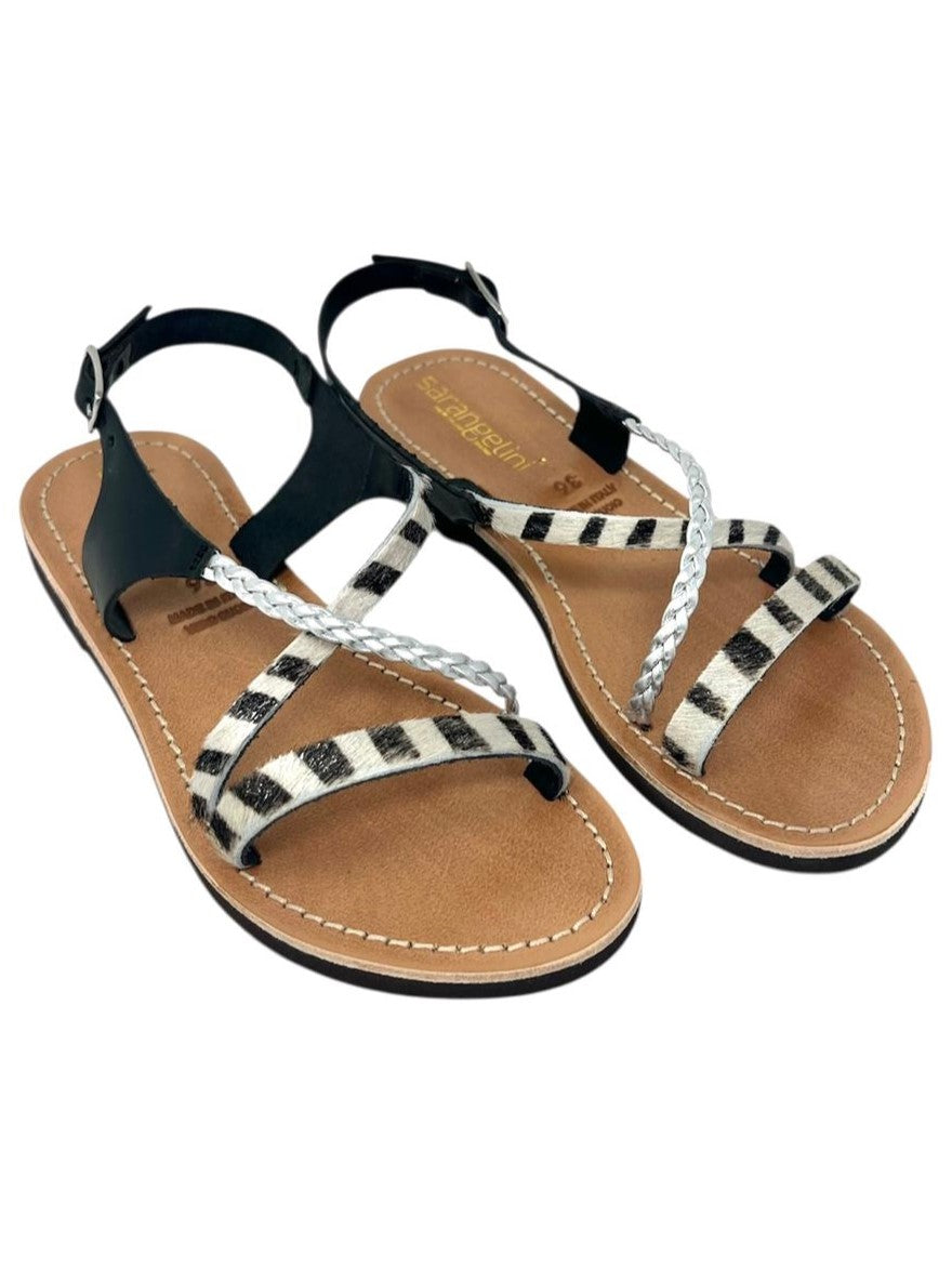 Sandalo flat mignon incrociato animalier - 3273CU