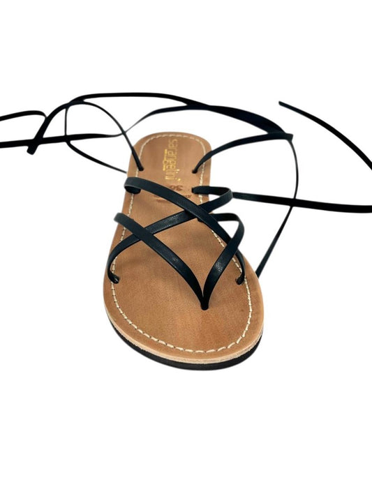 Sandalo basso mignon nero con lacci - 3213N