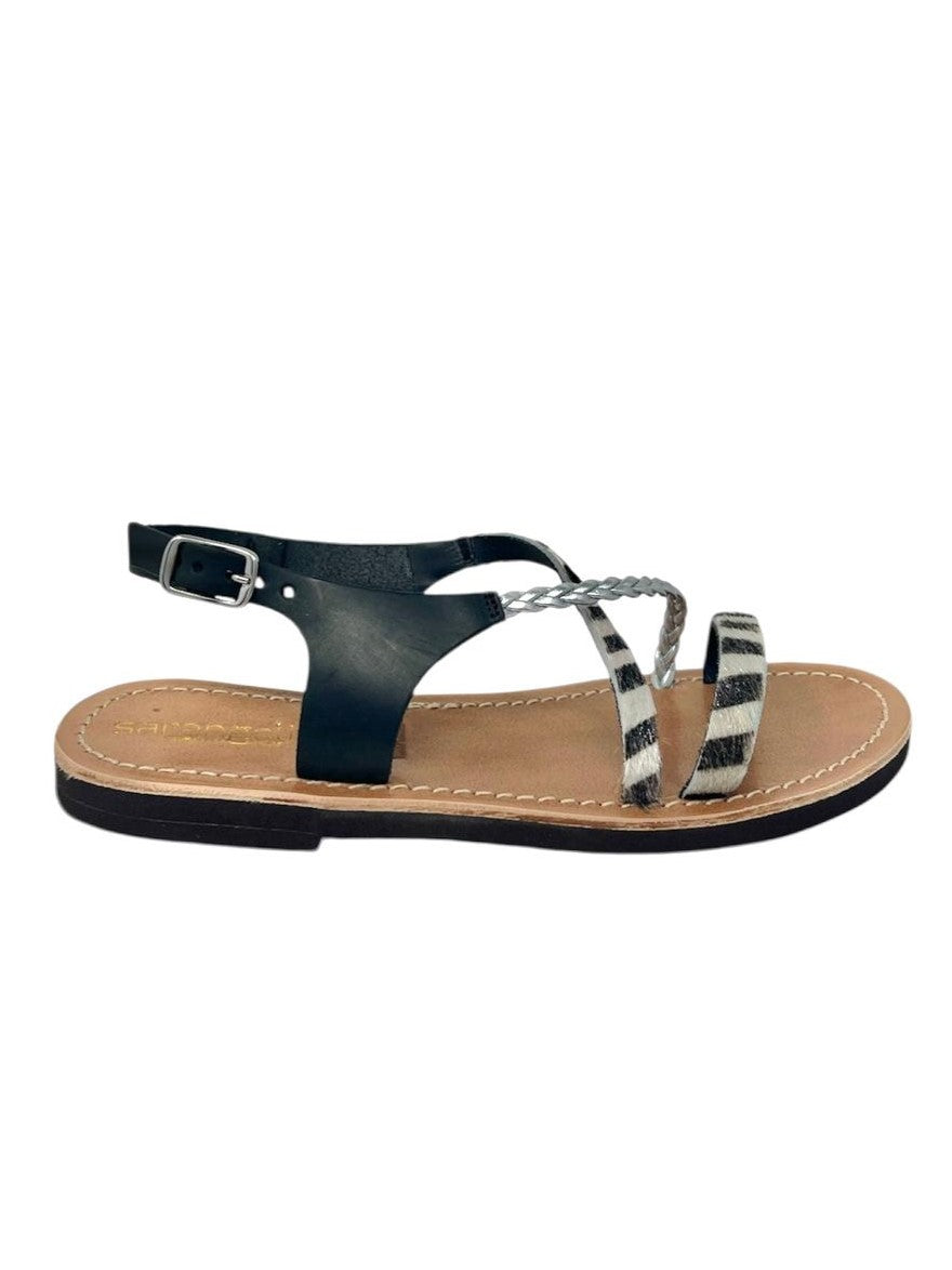 Sandalo flat mignon incrociato animalier - 3273CU
