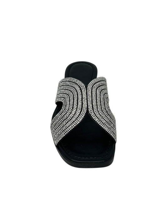 Ciabatta flat ad H nera con strass - 655NE