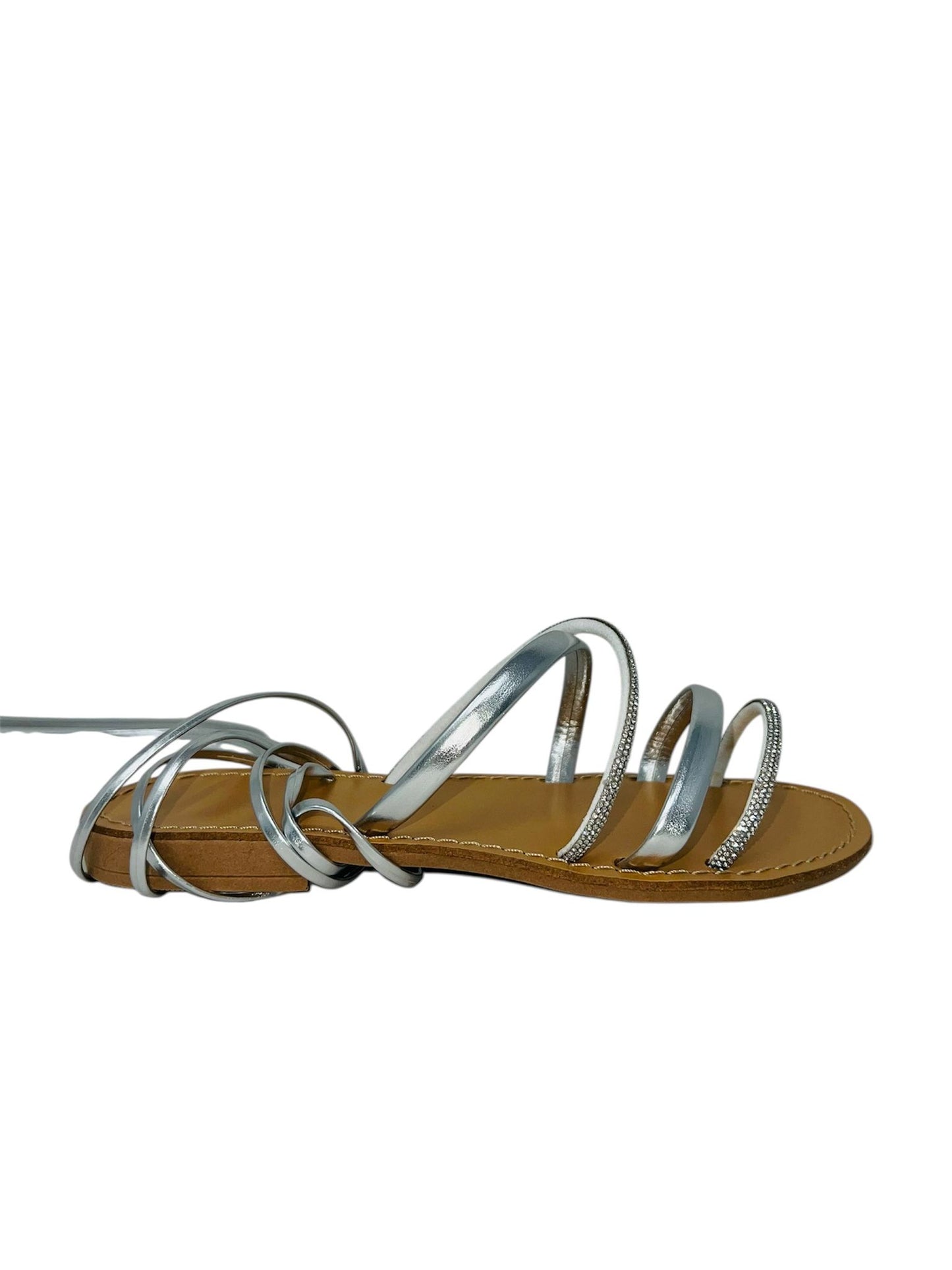 Sandalo flat alla schiava lame' argento - LIDO783