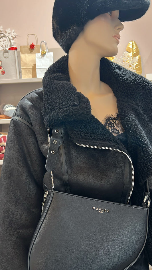 Cappotto montone nero 23065