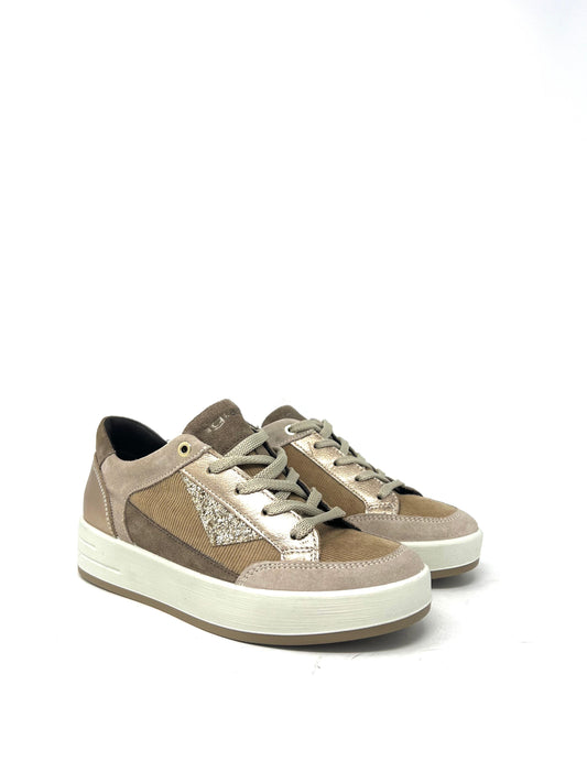 Sneaker zip laterale scamosciato velluto beige -6668711