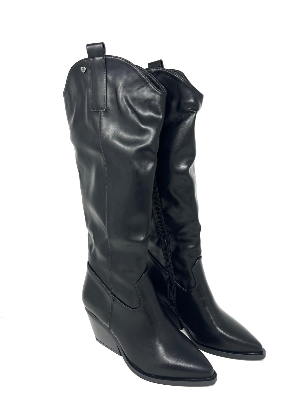 Texano nero alto ecopelle -85-28G