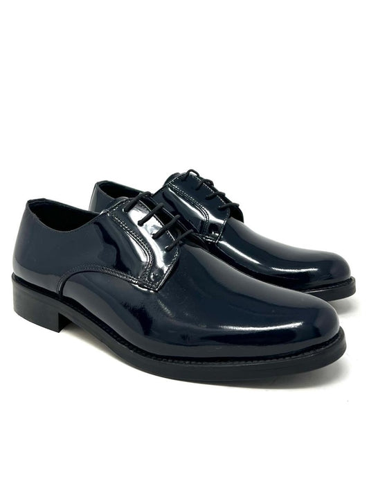 Scarpa elegante derby uomo vernice blu lucida -B7CDERV