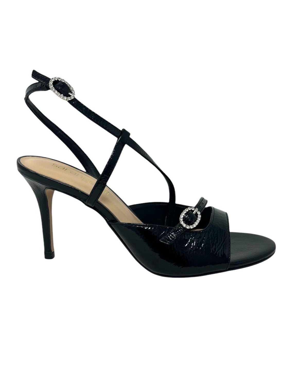 Decolletè tacco 8 vernice nero chiusura strass - 2562HDE