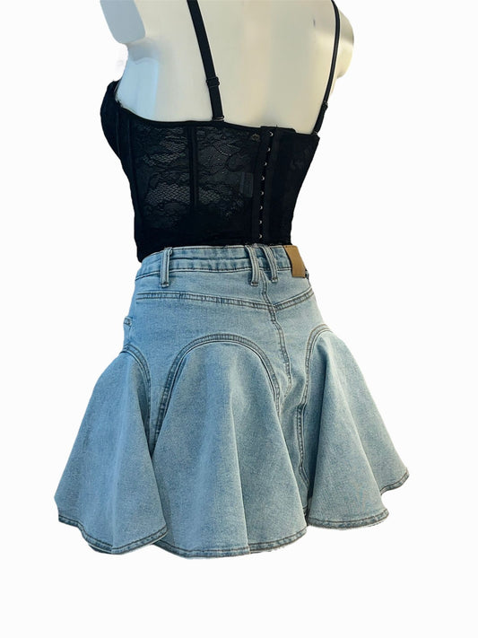 Pantagonna Denim a farfalla-21160