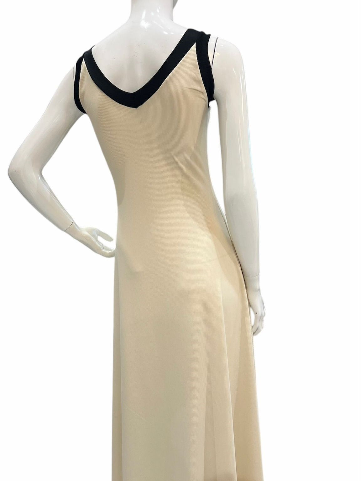 Abito lungo beige banda nera - 2655B