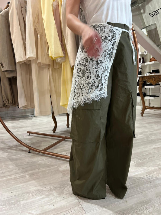 Pantalone cargo verde con pareo V_134P66V