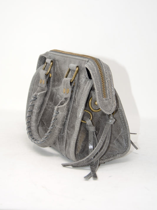 Mini bag in pelle con frange