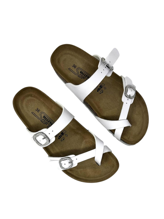 Ciabatta infradito in pelle bianca -VG895TS