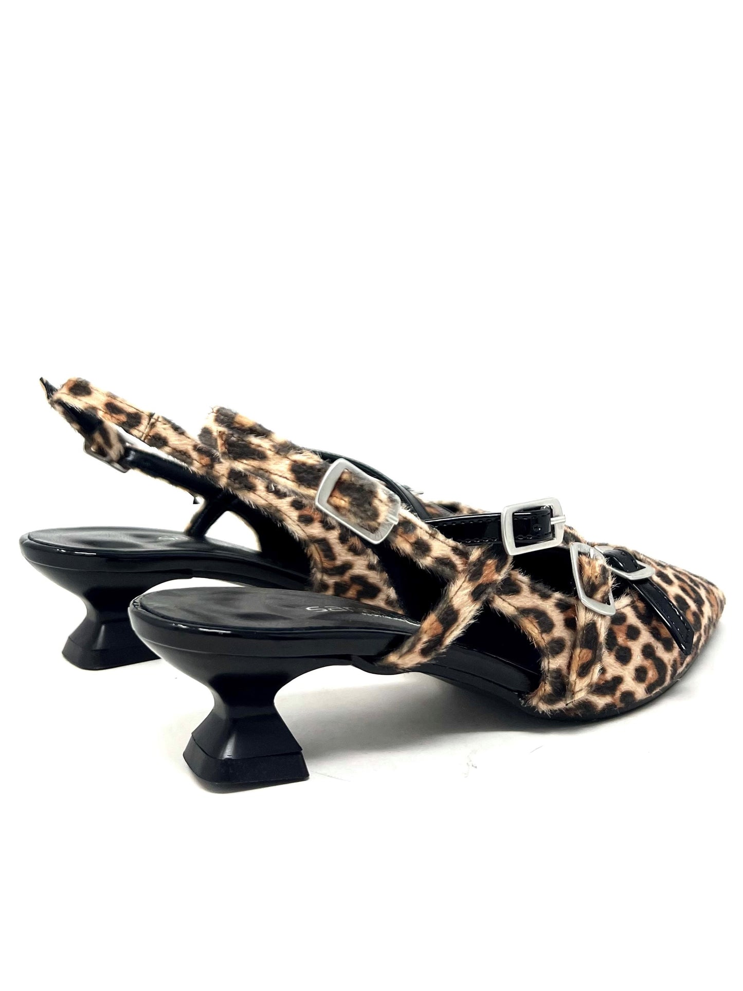 Décolleté tacco basso rocchetto simil cavallino leopardato con cinturini -4315LEO