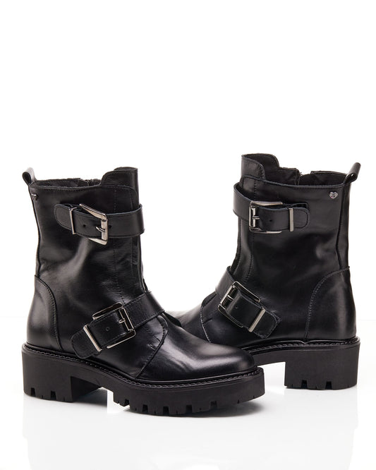 Bikers con fibbie fondo chunky neri -GIUL2N