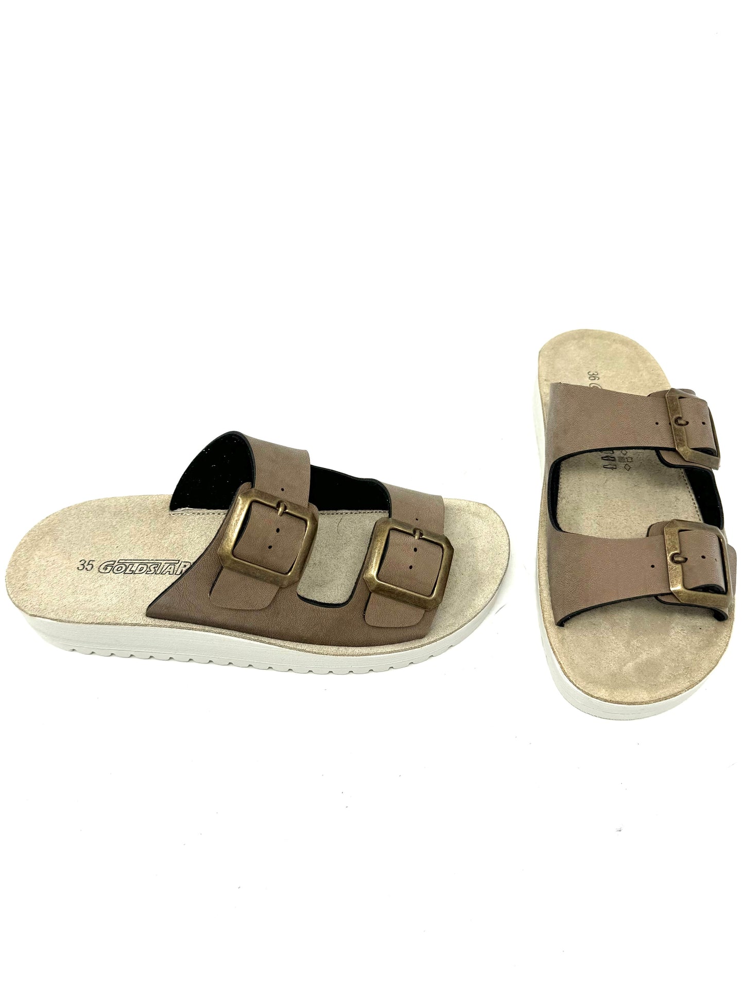 Ciabatta doppia fibbia comfort nocciola -P18Q