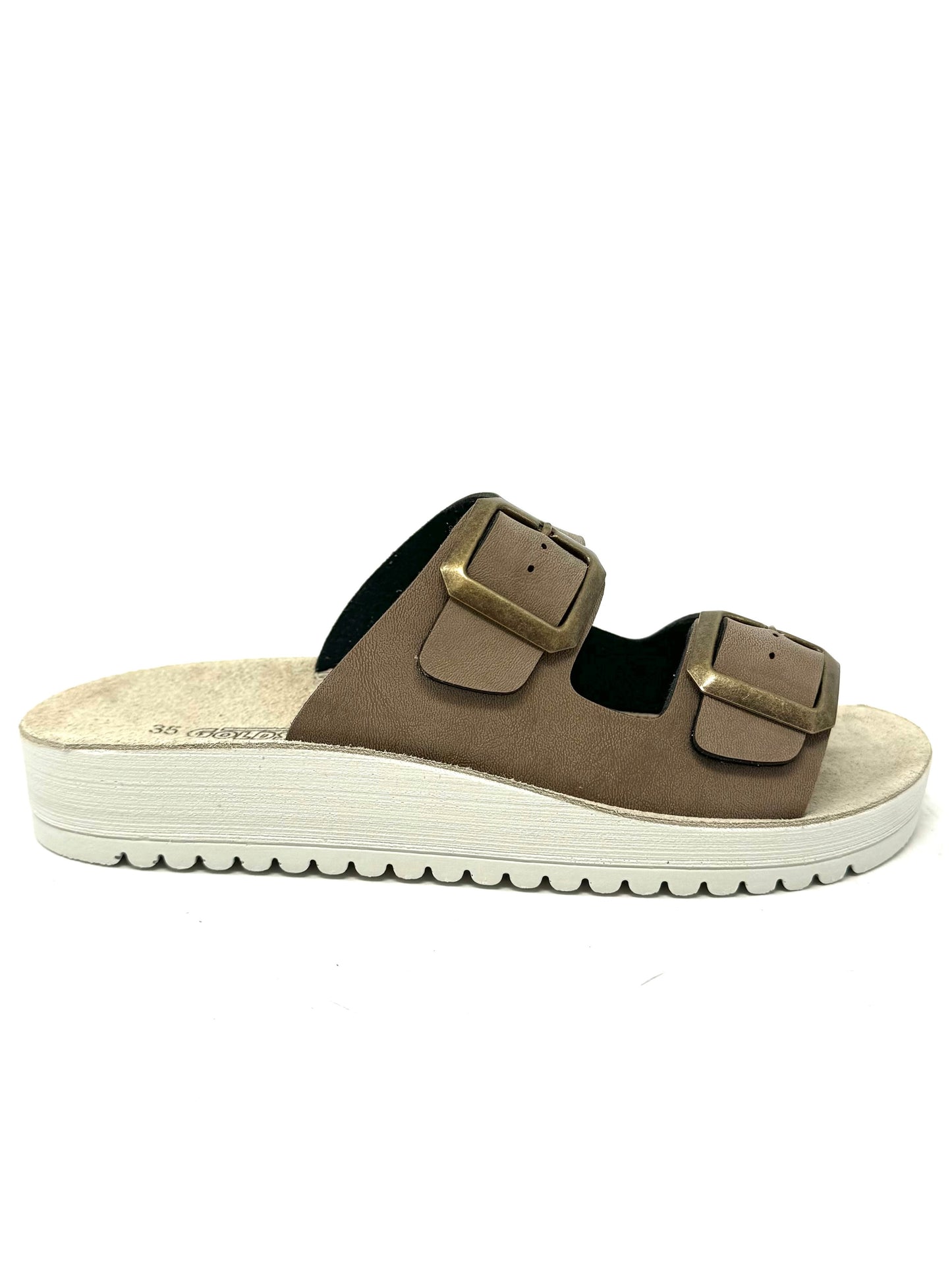 Ciabatta doppia fibbia comfort nocciola -P18Q