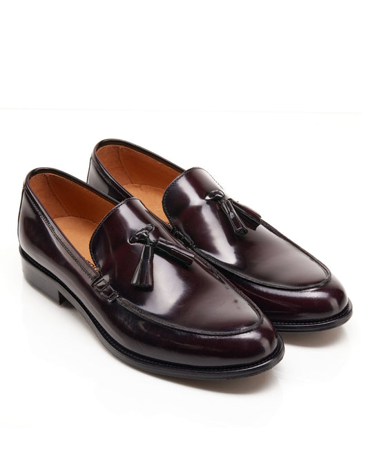 Mocassino con nappine abrasivato bordeaux -313BO