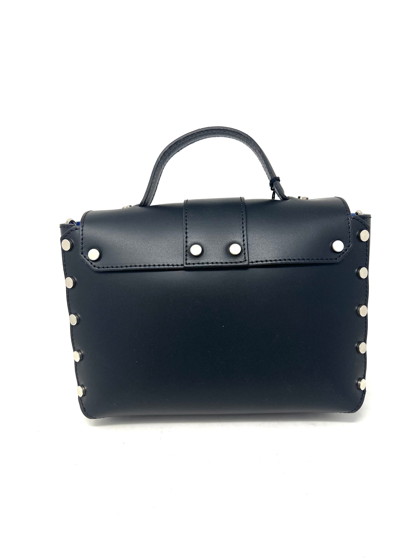 Bauletto midi borchie piatte vitello nero-94900N