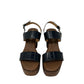 Sandalo con tacco e plateau in pelle stampa cocco nero - 71253NE