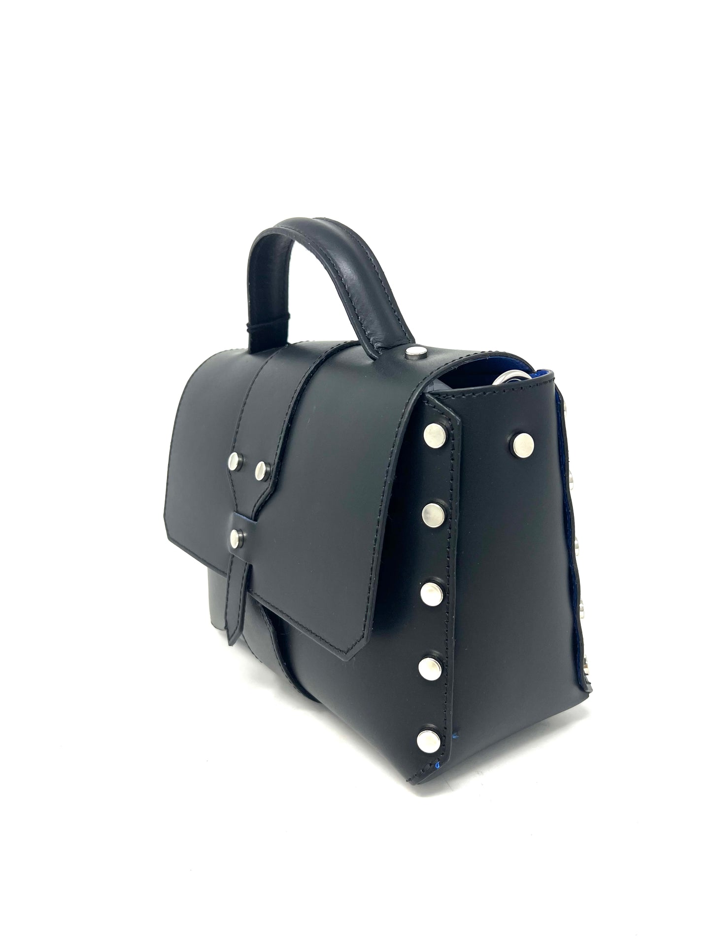 Bauletto midi borchie piatte vitello nero-94900N