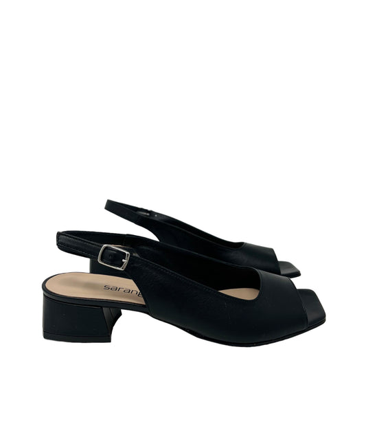 Sandalo basso con tacco nero - 47623NE