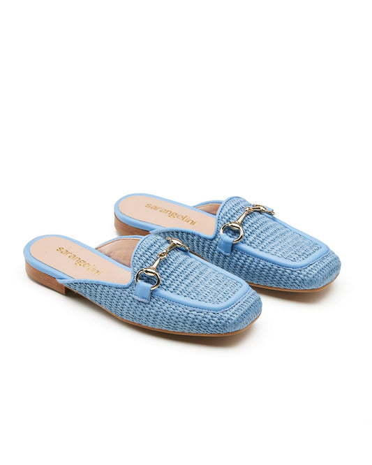 Ciabatta in raffia celeste - 810CI