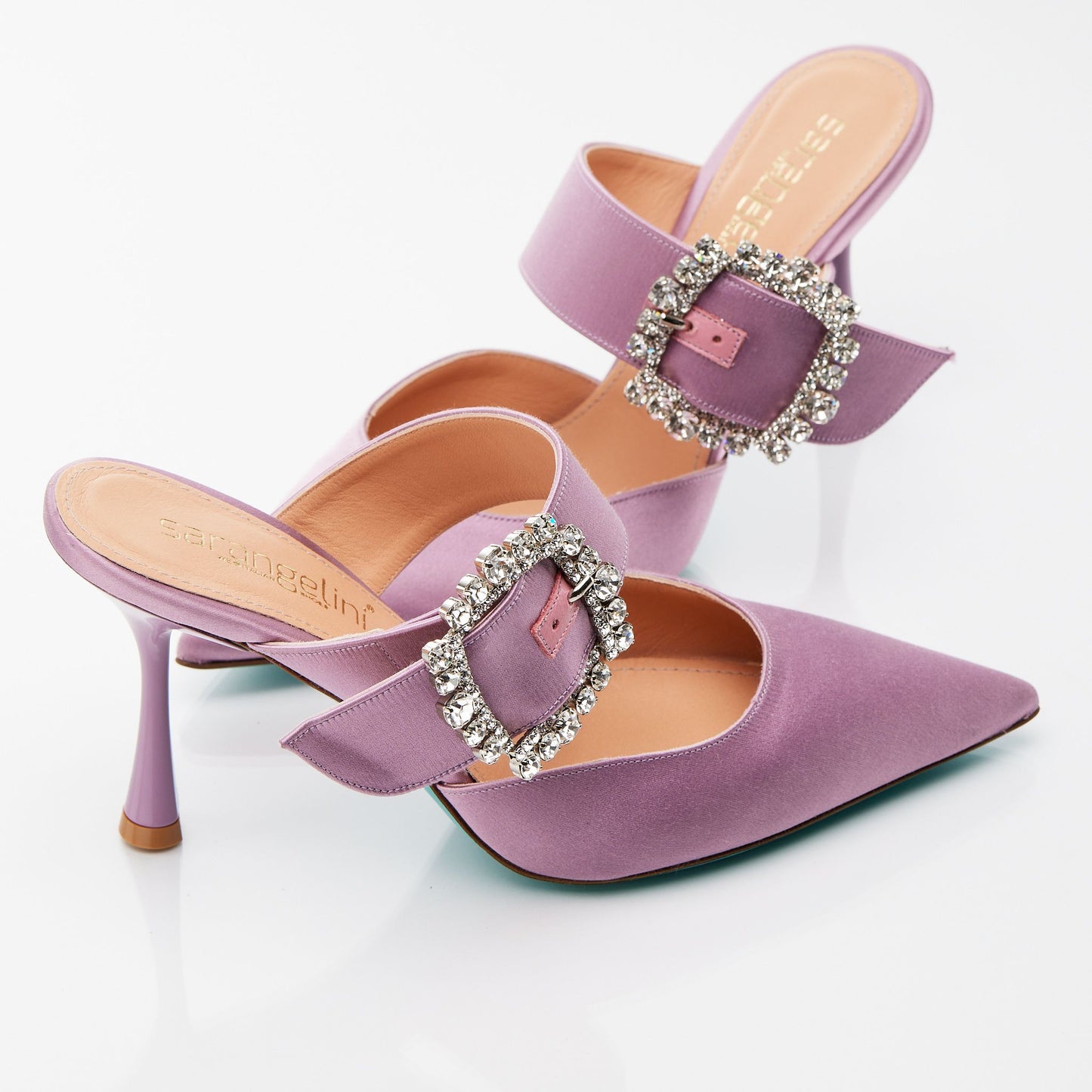 Slingback in raso malva con accessorio Amy - ALENA10