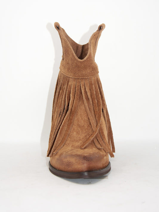 Texano con frange in camoscio marrone - TEXCU